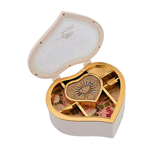 Boîte À Bijoux De Musique, Boîte De Rangement De Bijoux De Musique en Forme De Coeur Double Pêche Créative, Boîte À Bijoux Rotative Ballerine Petite Fille Enfant Cover