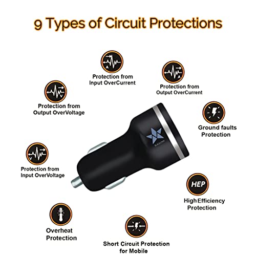 Image of Blackstar Fast Car Charger for All Mobiles - 30Watts Speed - with 2 USB Ports (18 Watts from Orange Port + 12 Watts from Green Port)