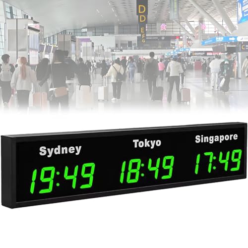Horloge fuseau horaire mondial, affichage numérique pour hôtels, entreprises, aéroports, 3/4/5/6 fuseaux horaires de la ville, écran LED