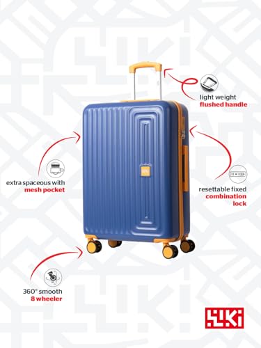 Image of Wiki Ripple Hard Shell Cabin Trolley Bag 55 cm by Wildcraft | Polycarbonate Carry-On Luggage with 8 Spinner Wheels, Combination Lock, Lightweight & Water Resistant Travel Suitcase |Navy