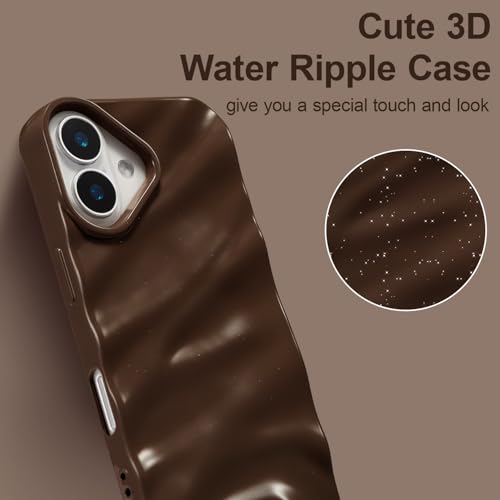 Coque vague iPhone 16 Plus pour filles étui silicone chocolat - 5