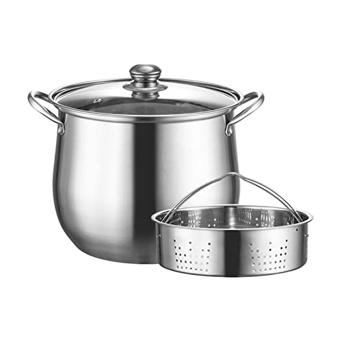 CCKUYT Olla Antiadherente con Tapa y Asas Dobles para sopas, guisos y pastas - Olla de Acero Inoxidable