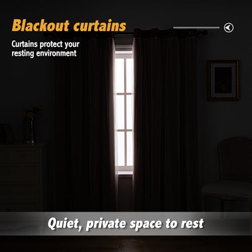 Image of Anytime Double Layer Blackout Curtains 2 Panels,52Wx95L,Orange | Sheer And Fabric Window Drapes Grommet Top Solid Color Bedroom Living Room Home Decor