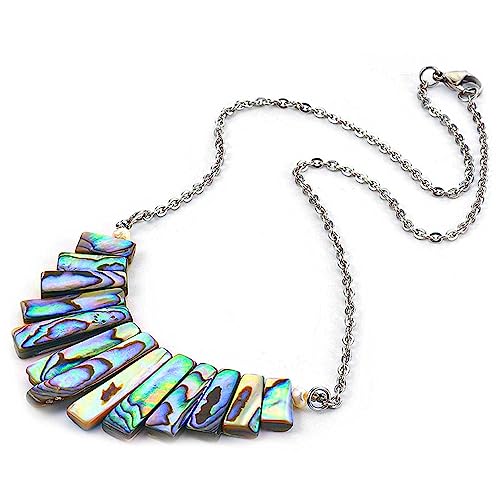 Collier nacre abalone paua Naturosphère, bijoux naturels en argent massif