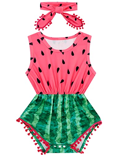 Image of Ahegao 0-24 Months Baby Floral Romper Toddlers Outfits Infant Playsuits + Headband Jumpsuit