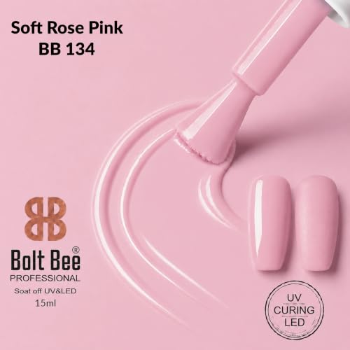 Image of BOLT BEE 15ML Gel Nail Polish 1Pc Clear Pink Glitter Nail Polish Soak Off UV LED Nail Gel Polish Nail Art Starter Manicure Salon DIY at Home, 0.5 OZ (1) (134)