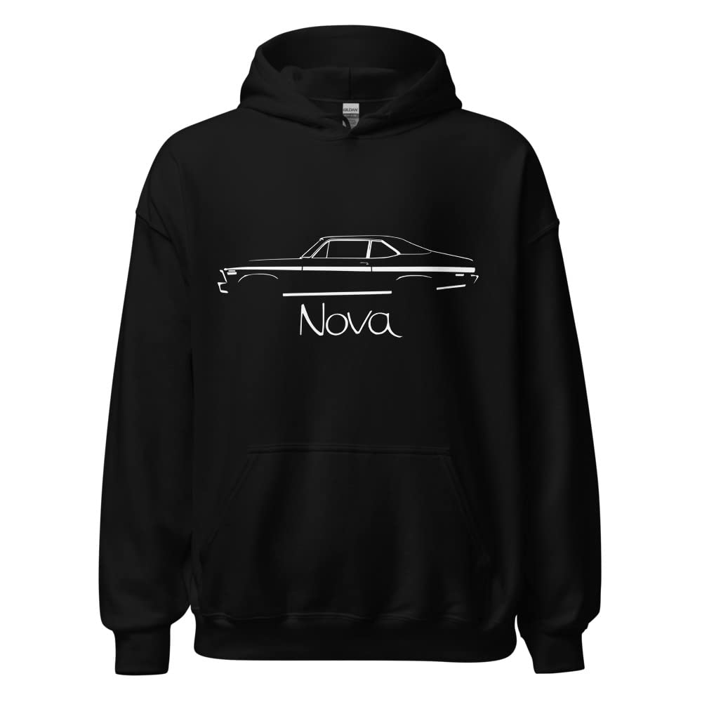 1972 Chevy Nova Black Silhouette American Muscle Car Owner Hoodie