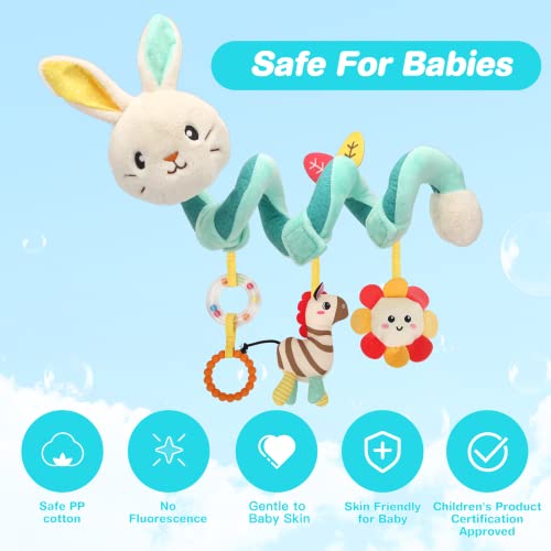 Jericetoy Baby Car Seat Toys 0-6 Months, Carseat Toys For Infants Stroller Toy Baby Spiral Plush Toys Hanging Crib Activity Toy For Crib Bed Stroller Car Seat, Hanging Rattle Toy #TOP3