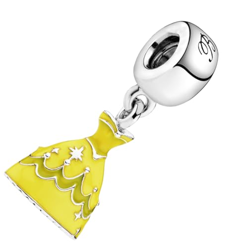 Bellelaro Cartoon Princess Charm Sterling Silver Enamel Dress Bead jewelry for Women European Bracelet Necklace