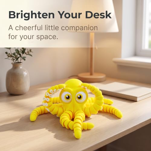 Image of 3D Printed Cute Octopus toys,Flexible Joint 3D Printed Animals(Yellow) | boy toys age 6-8,Animal Figurine,Easter Basket Stuffers for Kids, 3D Printed toys, Classroom Prizes Supplies
