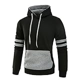 MOONCOLOUR Mens Contrast Color Pullover Fleece Hoodie Cozy Sport Outwear