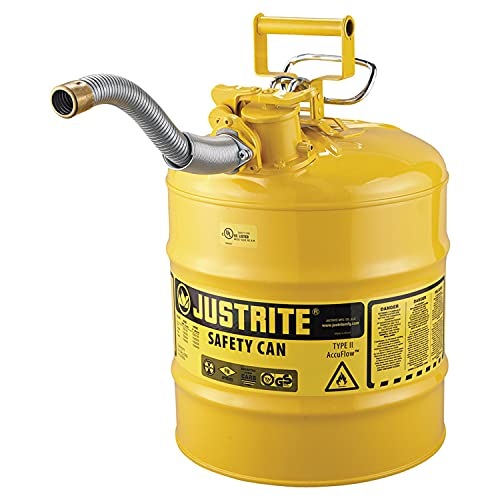 Justrite Type II Diesel Fuel Can, Yellow Galvanized Steel, FM App...