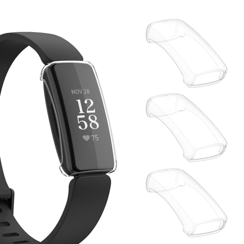 [3-Pack] Meliya for Fitbit Inspire 2 Screen Protector Case (Not for Inspire/Inspire HR), Soft TPU Full Around Protective Bumpers Cover for Fitbit Inspire 2 Fitness Tracker (Clear)