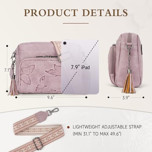 Vegan Leather Crossbody Bags for Women Butterfly Crossbody Purses Lightweight Women's Shoulder Handbag with Tassel3