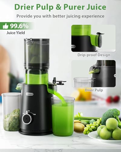 ECOSELF Cold Press Juicer: Effortless Batch Juicing with 4.35 Feed Chute for Whole Fruits and Vegetables