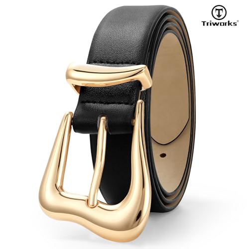 Women Leather Belt with Gold Buckle Fashion Ladies Leather Waist Belt for Jeans Pants2