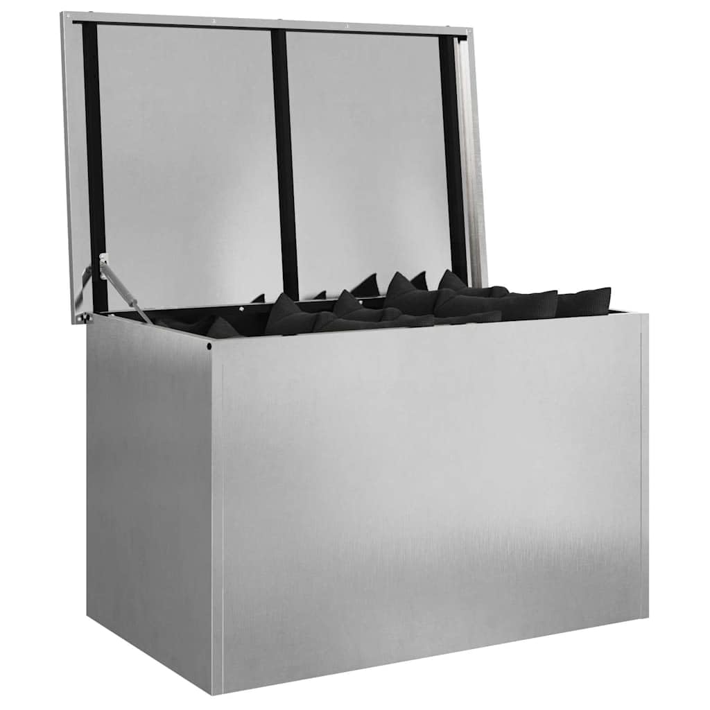 vidaXL Outdoor Storage Box Silver 80 x 50.5 x 50 cm Steel, Outdoor Storage Box, Rectangular Garden Cabinet, Weatherproof Furniture, Industrial Steel Patio Organizer, Durable Solution