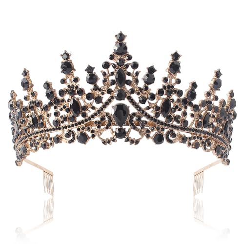 COCIDE Black Tiaras and Crowns for Women Queen Crowns for Women Headbands for Womens Headbands for Girls Hairband for Girl (Vintage+Black, Comb type)