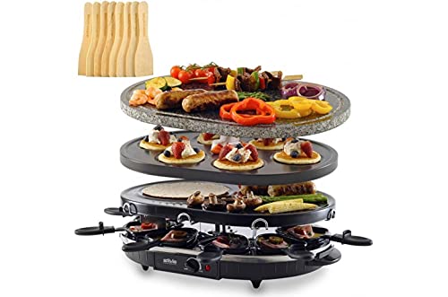 Silva-Homeline PK-RK 083 8-er Raclette-Grill, 1200 W, Schwarz/Stein
