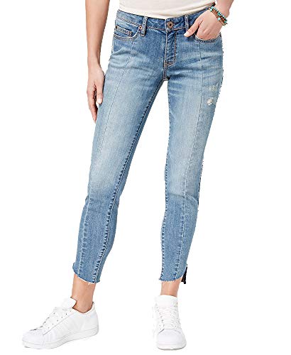 Juniors' Skinny Pieced Step-Hem Jeans Blue 1
