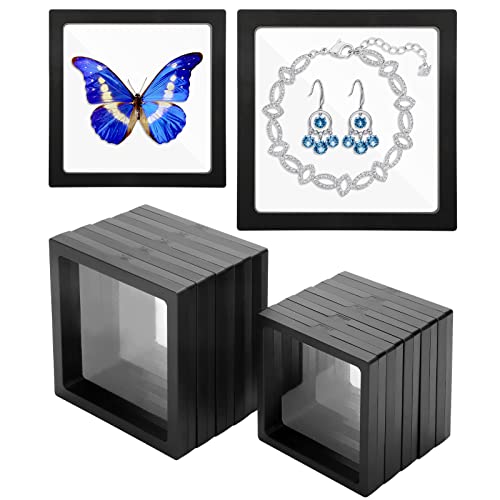 Linkstyle 10PCS Challenge Coins Display Stand Holder, 3D Floating Frame Transparent PE Floating Display Case, Jewelry Storage Box Suspension Frame for Medal, Medallion, Stamps