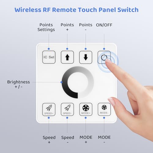 Image of Runing Water Flowing LED Strip Light 65.6ft 6500K White with Remote | Cool white led strip with touch panel wireless control, 28 modes, 24v dimmable tape lights for bedroom,ceiling,kitchen,party