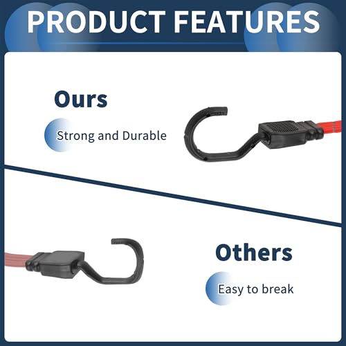 INFINAUTO Cordões elásticos refletivos com ganchos 120 cm para motocicleta, caminhões, cargas, cabos