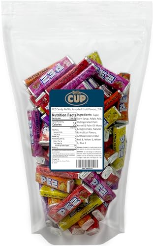 By The Cup PEZ Candy Refills, Assorted Fruit Flavors, 2 Lb Resealable Bag