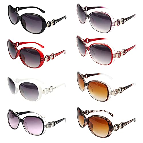 YQVIE Bulk Womens Sunglasses Vintage Oversized Sunglasses 8 Pack Plastic Large Fashion Sunglasses Set with UV400 Protection (8 Pack Mix)