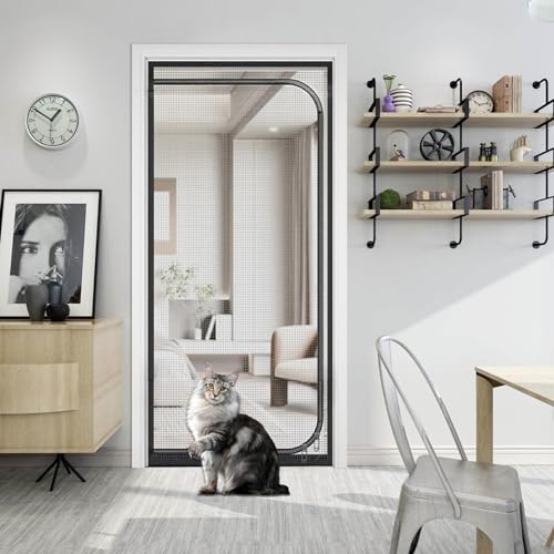 Grille de porte pour chat et chien avec fermeture éclair renforcée
