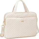 Lausiax Laptop Case Bag Women Men Computer Sleeve Compatible with MacBook/Dell/HP/Acer/ASUS, Waterproof Shoulder Carrying Briefcase, Beige, 15.6-16 Inch