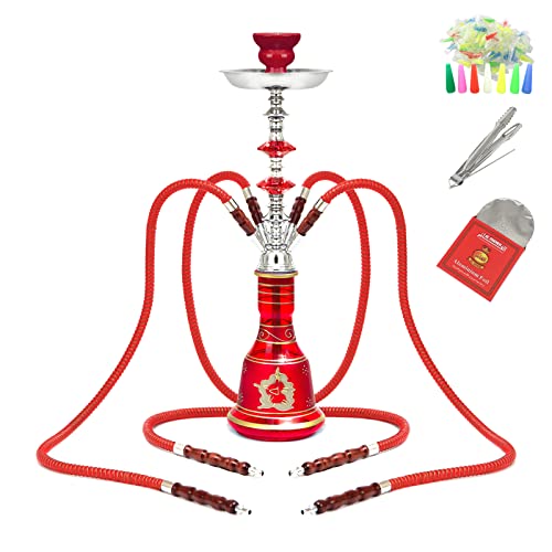 Desert camel Narguilé Set, Facile À Démonter Et Nettoyer Verre 4 Tuyau Narguilé Ensemble Complet, Combinaison Kit Fumeur Ensemble Fini Narguilé Chicha, Option Multi-Couleurs,D Cover