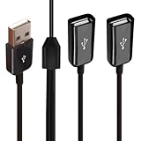 2 in 1 USB Splitter Y Kabel, USB 2.0 Power 1 Stecker auf 2 Buchse Extender 1 zu 2 USB USB Verlängerungskabel USB Multiport zum Laden & Datensynchronisieren Kompatibel mit allen USB A Geräten (Stecker