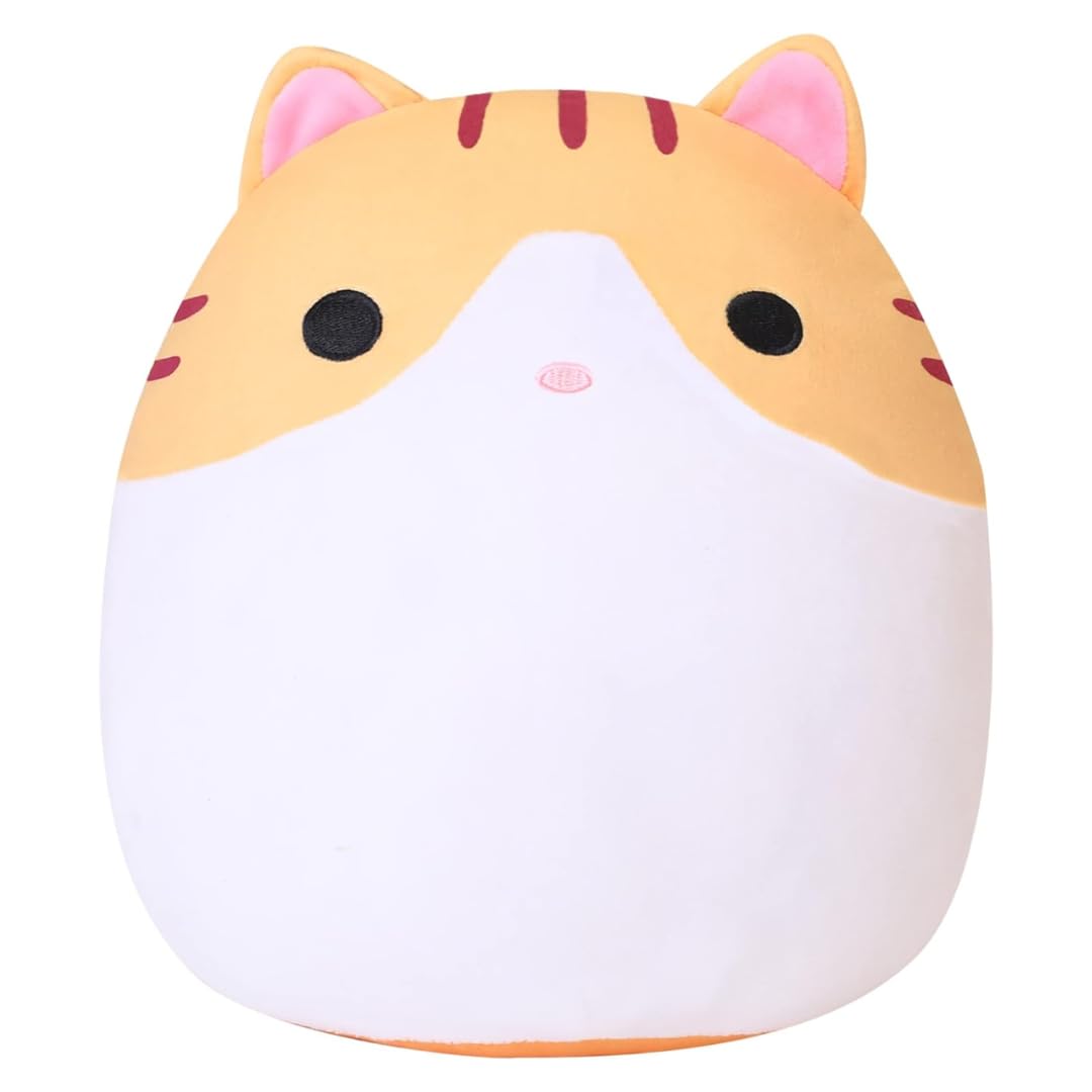 Meera Cat Plush Pillow Kawaii Cat Stuffed Animal Fluffy Cartoon Cat Plushies Cat Plushie Doll Toys Soft Cat Shape Design Stuffed Animals Gifts for Kids