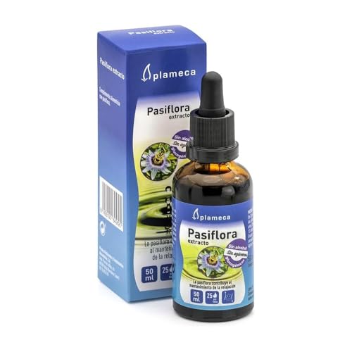 PLAMECA - Pasiflora Extracto en Gotas, Favorece la Relajación del Sistema Nervioso y el Sueño, Mejora el Estado de Ánimo, sin Alcohol y sin Azúcares Glucogénicos, Con Fructuosa y Ácido Cítrico - 50 ml