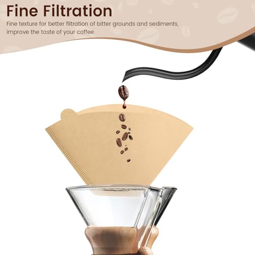 Image of Clinuse 200Pcs Cone Coffee Filters #2, Unbleached No Blowout Paper Filters | Disposable Natural Wood Pulp Coffee Filter 2-6 Cup, Premium Size 02 Filters Compatible with Pour Over and Drip Coffee Maker