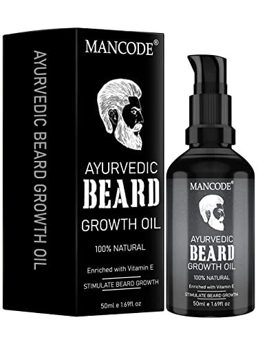 Man Ayurvedic Beard Growth Oil - 50Ml | Advanced Beard Growth Oil For Men | Stimulate Beard Growth | Enriched With Vitamin E, Aloe Vera Oil, Coconut Oil, Almond Oil | 100% Natural #TOP10
