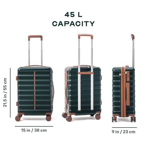 Image of Assembly Cabin Suitcase with8 Spinner Wheels & TSA Lock, Polycarbonate Hard Shell Carry On Luggage for Weekend Getaways, Green, 20-Inch