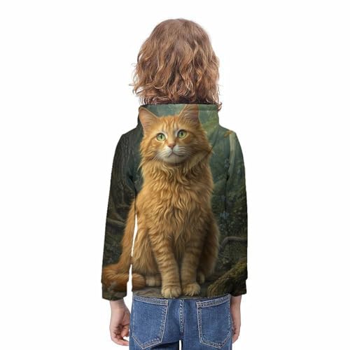 Sweat à capuche imprimé chat de la forêt vêtement d'extérieur junior de qualité - 2