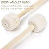 YOUEON 2 Pairs Drum Mallets Soft Felt, 34 cm Wool Felt Drum Stick with Maple Handle, Anti-slip Bass Percussion Sticks Instrument Band Accessory for Bass Drums, Marching Drums, Beige #2