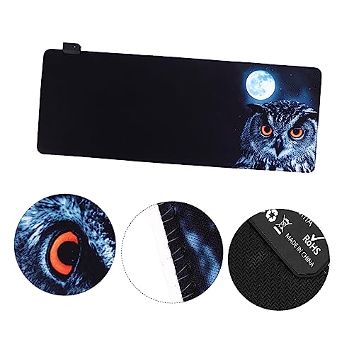 Tapis de souris LED hibou antidérapant avec éclairage RVB pour bureau - 3