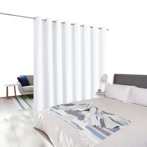 Image of NICETOWN Closet Door Heavy Curtain, Room Dividers Shade Screens Partitions, Extra Large Grommet Top Space Partition Curtain, Screen Dividers for Rooms (1 Pack, 15ft Wide x 9ft Long, White)