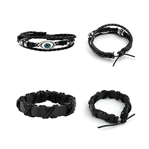 Milakoo 4 Pcs Braided Leather Bracelet For Men Women Lava Rock Beads Bracelet 8Mm… #TOP2