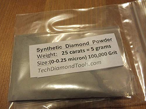 Techdiamondtools Diamond Powder For Polishing Glass Quartz Marble Rock Jewelry Stone Windshield Travertine Gemstone 100,000 Grit - 0-0.25 Microns - 25 Carats = 5 Grams Usa Made #TOP6