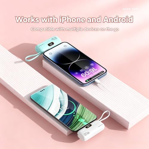 Mini Portable Power Bank 5000 mAh, Built-in USB C Connector (Black,for Lightning) — view 6