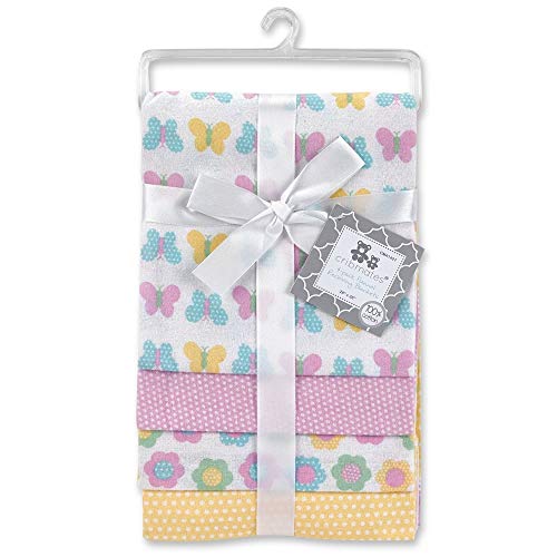 Cribmates 4-Pack Flannel Receiving Blankets - Butterfly