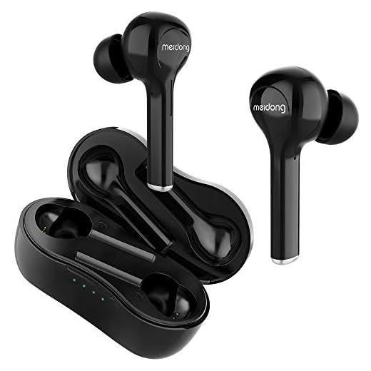 Meidong True Wireless Earbuds, [Upgraded] Bluetooth 5.0 in-Ear Stereo Sound Deep Bass Wireless Headphones Waterproof 40Hours Playtime Built-in Micphone,One Step Pairing,Sports,Work Out,Smart Touch
