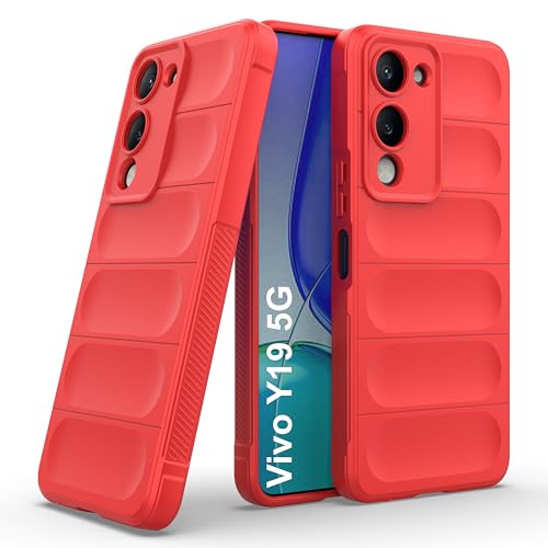 Image of amazon basics Back Case Cover for Vivo Y19 5G | Compatible for Vivo Y19 5G Back Cover | Liquid Silicon Magic Case with Camera Protection | Red
