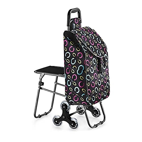 ZXDTVFGN Chariot de Courses Pliable avec Siège, Idéal pour Faire Les Courses, Monter Les Escaliers, Voyager, Vacances, Camping et Jeux