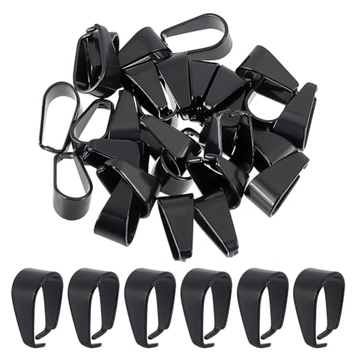 SUNNYCLUE 1 Box 30Pcs Stainless Steel Pinch Bails Pendant Bail Connector Black Snap on Bails Dangle Charm Beads Open Clip Bails Hook Necklace Chain Slider Connectors for Jewellery Making Findings